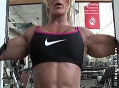 big clit mommy orgasms during gym workout masturbation