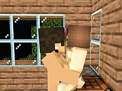 My crush invited me over after school for a steamy Minecraft animation doggystyle scene.