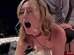 This big cock boss anal fucks his wife and secretary in a kinky group session. It’s rough with choking and pain for the young ladies