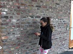 Fan fucks teen Lilly Lil in outdoor anal creampie with oil and hard domination.