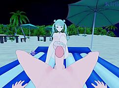 in this hentai, hatsune miku from vivid bad squad has intense sex with a creampie