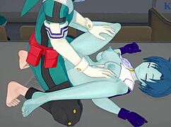 Toru hagakure and kaoruko awata have intense sex with izuku midoriya in my hero academia hentai.