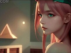 ai generated zerotwo awaits your wildest hentai fantasies.