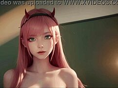 ai generated zerotwo awaits your wildest hentai fantasies.
