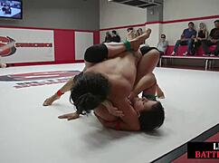 busty wrestling dykes strapon fuck in kinky lesbian group