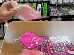 asian ladyboy showing new thong in convenience store