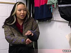 I’m so scared, caught shoplifting, now offering my tiny pussy to escape - Asia Lee