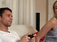 Blonde Babe Angelika Grays Fucks Her Boyfriend While He Plays Video Game