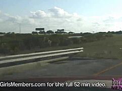 Hot blonde flashes naked in backseat for close-up!