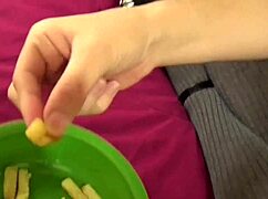 Amateur Girl Eats Cum Fries After Doggy Fuck And Blowjob