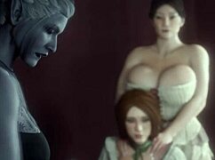 so, two guys picked a busty chick for wild futanari double penetration animation.