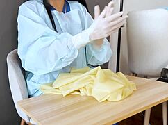 Feeling the latex gloves in medical fetish