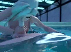 3d Animated Futa Sex In Pool Where Lustful Girl Sucking Dickgirls Cock And Fucking