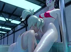 3d Animated Futa Sex In Pool Where Lustful Girl Sucking Dickgirls Cock And Fucking