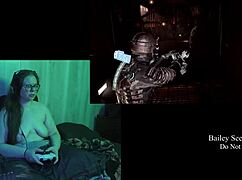 brunette plays deadspace naked in part 3