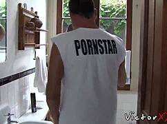 Skinny Gay Guy Prepares in Bathroom Before Intimate Encounter