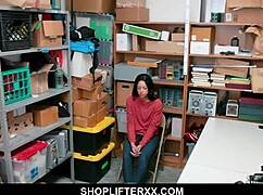 Cute teen caught stealing at shop seduces mall cop for freedom