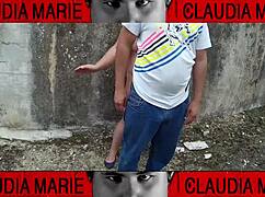 impossible positions licking fat woman's pussy on street, loving her juices until she cums.