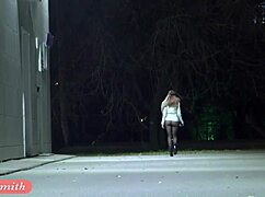 Russian Beauty Jeny Smith Strolls Public in See-Through Tights Showing Pussy