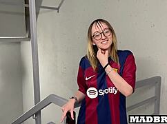 Barcelona Supporter's Intense Passion with PSG Fans in Stadium Corridors