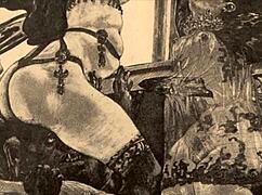 vintage cartoon depicts erotic anime hentai scene