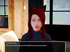 Redhead milf in erotic anime game with big tits 😏