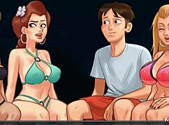 Intense Public Beach Reverse Gangbang With Friends Kissing And Fucking Pierced Tits