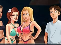 Intense Public Beach Reverse Gangbang With Friends Kissing And Fucking Pierced Tits