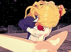 Hoshino Ruby From Oshi No Ko Gets Blowjob, Handjob, and Cumshot in Hentai