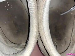 i bounce my big tits while pissing on pussy with dirty feet and shoes