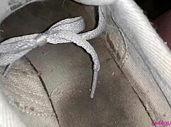 i bounce my big tits while pissing on pussy with dirty feet and shoes