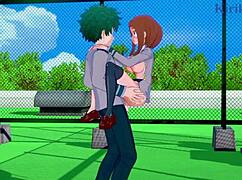 Ochako and Izuku in intense creampie sex scene?