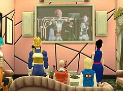 Videl and Nro 18 swap husbands in hentai