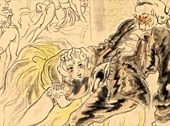 Vintage erotic cartoon illustration from antique anime