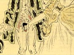 Vintage erotic cartoon illustration from antique anime