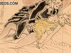Vintage erotic cartoon illustration from antique anime