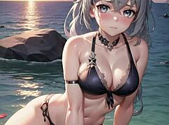 3D animated sexy Asian babe has hot sex with stranger 😍 pussy masturbation ASMR