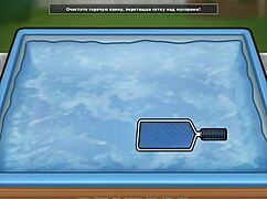 Slut rides big cock in summertime saga, getting cum on nipples