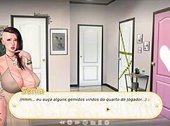 Naughty Aunt Interacts With Nephew In Cartoon Game