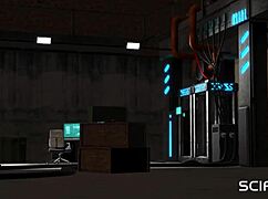 Sci-fi BDSM in Bunker with Cuffed Young Blonde