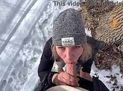 Outdoor Sex in the Park During Winter Chill