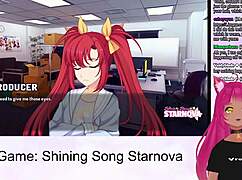 Vtuber lewdneko plays shining song starnova aki route part 2 in anime hentai game