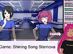 Vtuber lewdneko plays shining song starnova aki route part 2 in anime hentai game