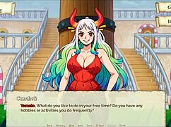 Oh wow, Nami exposes her huge tits in lusty buccaneers parody hentai at night!