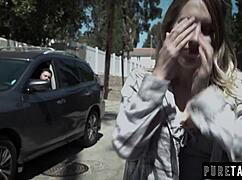 Babe fights with boyfriend then fucks two random dudes with big cocks