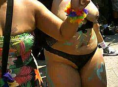 Wow, Pride 2016 BBW flashing cameltoe in public outdoor fun!