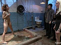 Bound Brunette Humiliated in Public Peeing