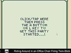 Riding around in an office chair firing twin-stick style at work.