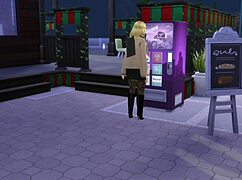 Coffee with a friend in the bathroom scene.