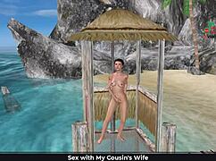 Cute Girl Poses Sexily In Beach Shower Cartoon